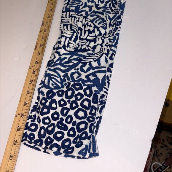 Lilly Pulitzer Women's S Aden Linen Pant Blue White Home Slice Beach Tassel - Picture 7 of 12